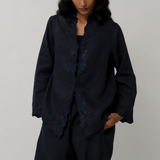 Ophelia Linen Kebaya Top in Maritime