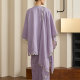 Serene Ramie Kurung Set with Selendang in Lilac