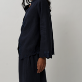 Ophelia Linen Kebaya Top in Maritime