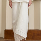 Signature Linen Knot Skirt in Porcelain