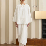 Signature Linen Knot Skirt in Porcelain