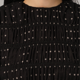 Honeymoon Shirred Dress in Black Polka Dot