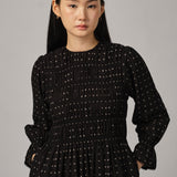 Honeymoon Shirred Dress in Black Polka Dot
