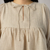 Holiday Linen Gingham Blouse in Ecru