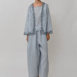 Thalia 2-Piece Linen Blouse in Powder Blue