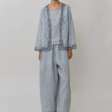 Thalia 2-Piece Linen Blouse in Powder Blue