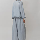 Thalia 2-Piece Linen Blouse in Powder Blue
