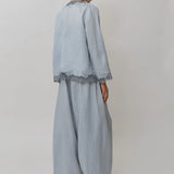 Thalia 2-Piece Linen Blouse in Powder Blue