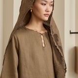 Khalisa Linen Long Head Piece in Pecan