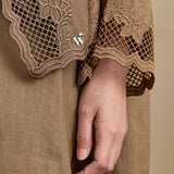 Khalisa Linen Long Head Piece in Pecan