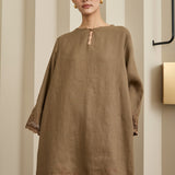 Khalisa Linen Kurung Set in Pecan
