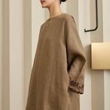 Khalisa Linen Kurung Set in Pecan