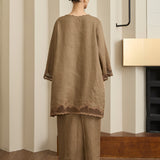 Khalisa Linen Kurung Set in Pecan