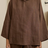 Camille Linen Kedah Top in Hazelwood