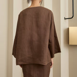 Camille Linen Kedah Top in Hazelwood