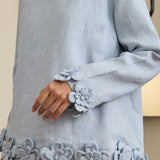 Camille Linen Set in Jasper Blue