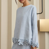 Camille Linen Set in Jasper Blue