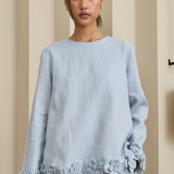 Camille Linen Set in Jasper Blue