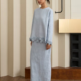 Camille Linen Set in Jasper Blue