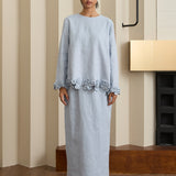 Camille Linen Set in Jasper Blue