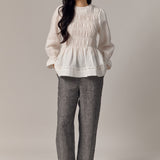 Honeymoon Shirred Linen Blouse in White