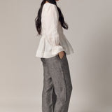 Honeymoon Shirred Linen Blouse in White