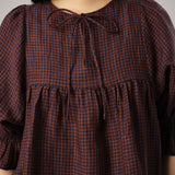 Holiday Linen Gingham Blouse in Plum