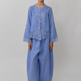 Colette 2-Piece Linen Blouse in Periwinkle