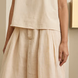 Narumi Pleated Ramie Trousers in Buttercream