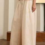 Narumi Pleated Ramie Trousers in Buttercream