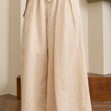 Narumi Pleated Ramie Trousers in Buttercream