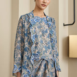 Viola Ramie Kebaya Set in Cerulean