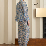 Viola Ramie Kebaya Set in Cerulean