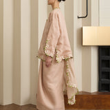 Gaia Ramie Kedah Set with Selendang in Blush