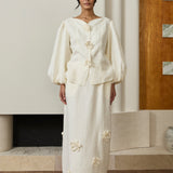 Camille Linen Kebaya Set in Chantilly