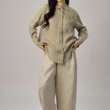 The Great Linen Striped Shirt in Pistachio