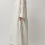 Narumi Long Linen Tunic Top in Porcelain