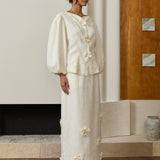 Camille Linen Kebaya Set in Chantilly