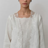 Thalia 2-Piece Linen Blouse in Porcelain