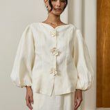 Camille Linen Kebaya Set in Chantilly