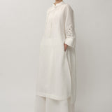 Narumi Long Linen Tunic Top in Porcelain