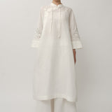 Narumi Long Linen Tunic Top in Porcelain