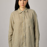 The Great Linen Striped Shirt in Pistachio