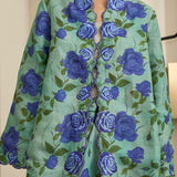 Ophelia Ramie Kebaya Set in Sapphire