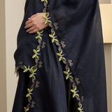 Gaia Ramie Kedah Set with Selendang in Navy
