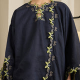 Gaia Ramie Kedah Set with Selendang in Navy
