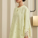 Châtelaine Linen Kurung Set in Lime