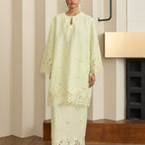 Châtelaine Linen Kurung Set in Lime