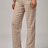 Avenue Pants in Brown Gingham