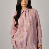 The Great Linen Striped Shirt in Strawberry